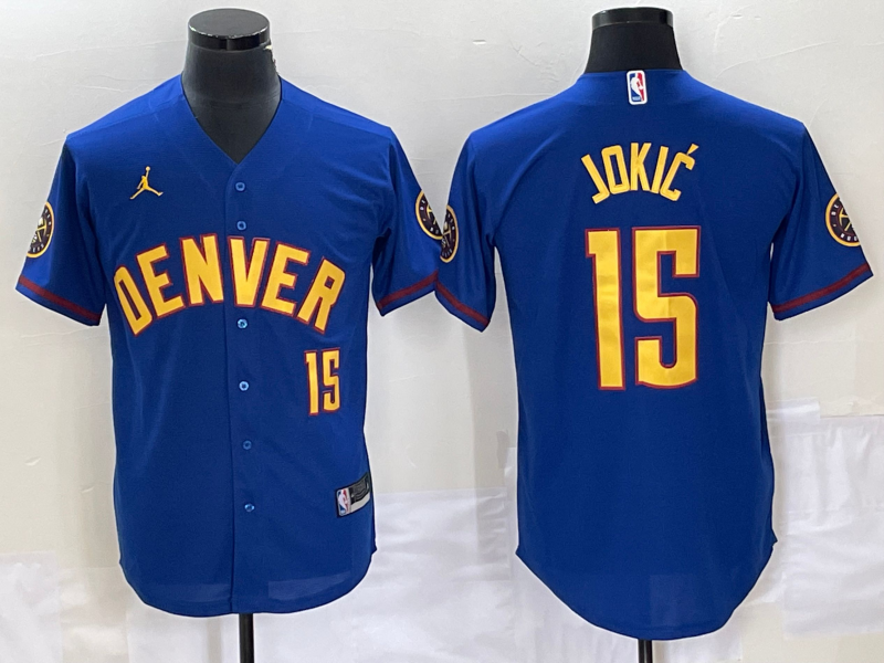 Nike 2023 Men Denver Nuggets #15 Nikola Jokic Blue NBA Jersey->philadelphia flyers->NHL Jersey